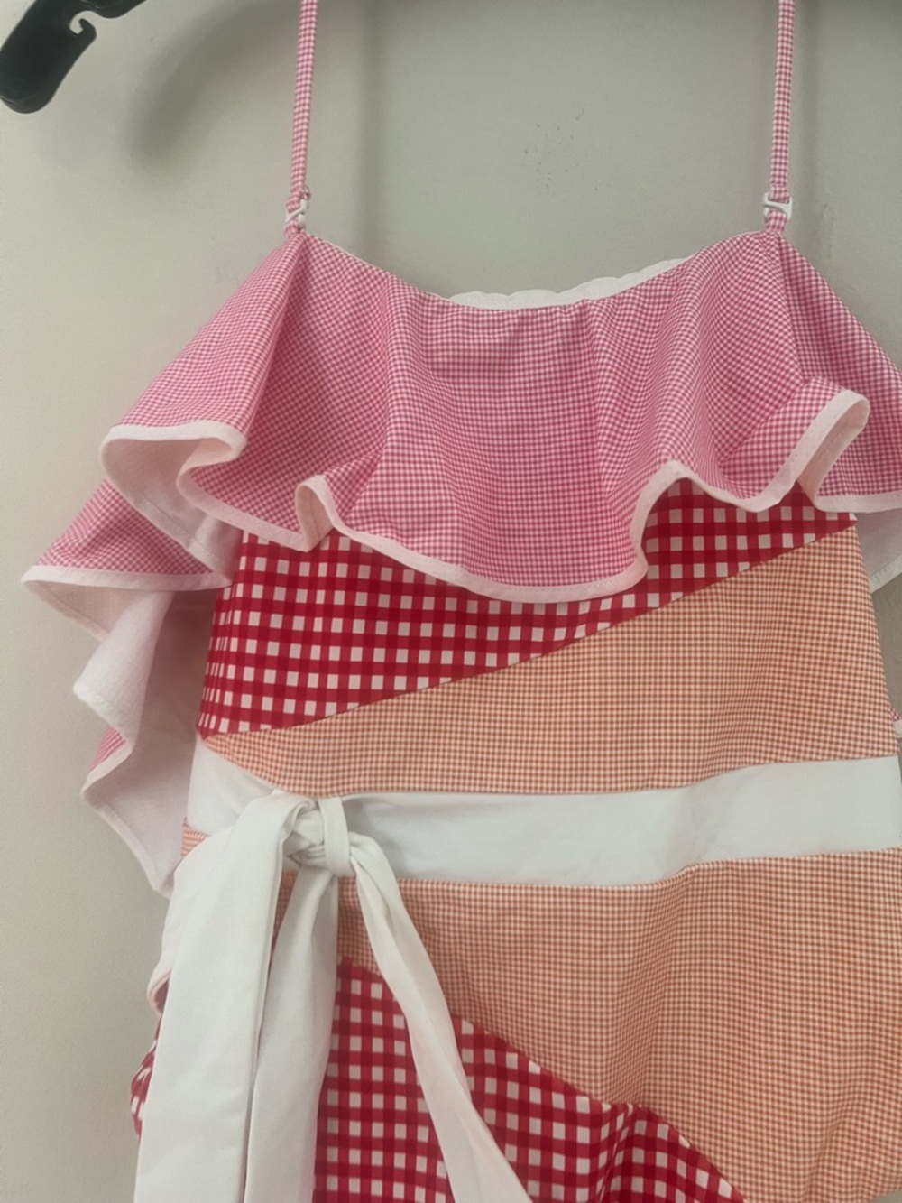 Marysia Swim Pink & White Gingham Ruffle Bandeau One-Piece - Picture 7 of 12